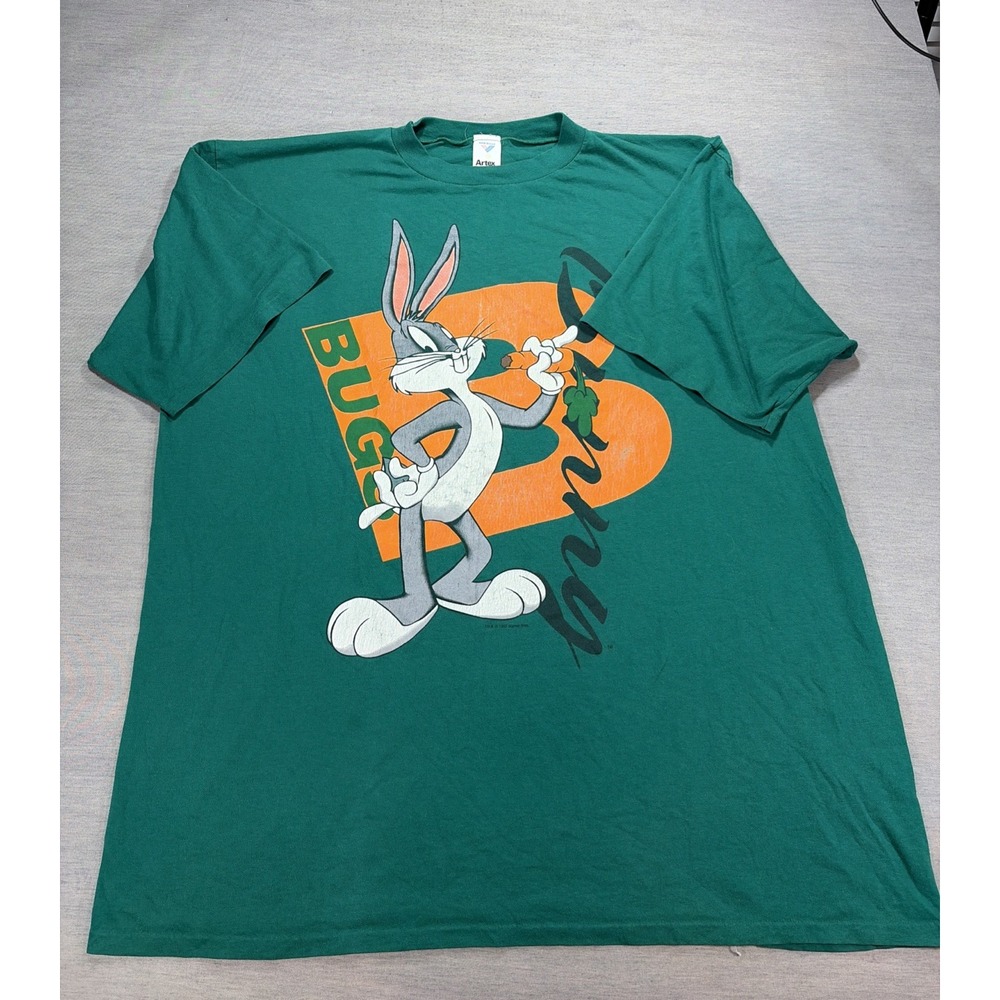 1993 Bugs Bunny 3XL Sleep T Shirt Looney Tunes One Size Green Orange Carrot USA